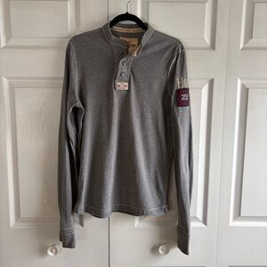 Hollister Pullover Surfer Cut Distressed Long Sleeve Gray 3 Button Y2K Pinkman L